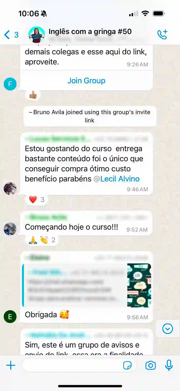 quinto depoimento sobre o curso ingles com a gringa: estou gostando do curso, entrega muito conteúdo e tem um ótimo custo beneficio